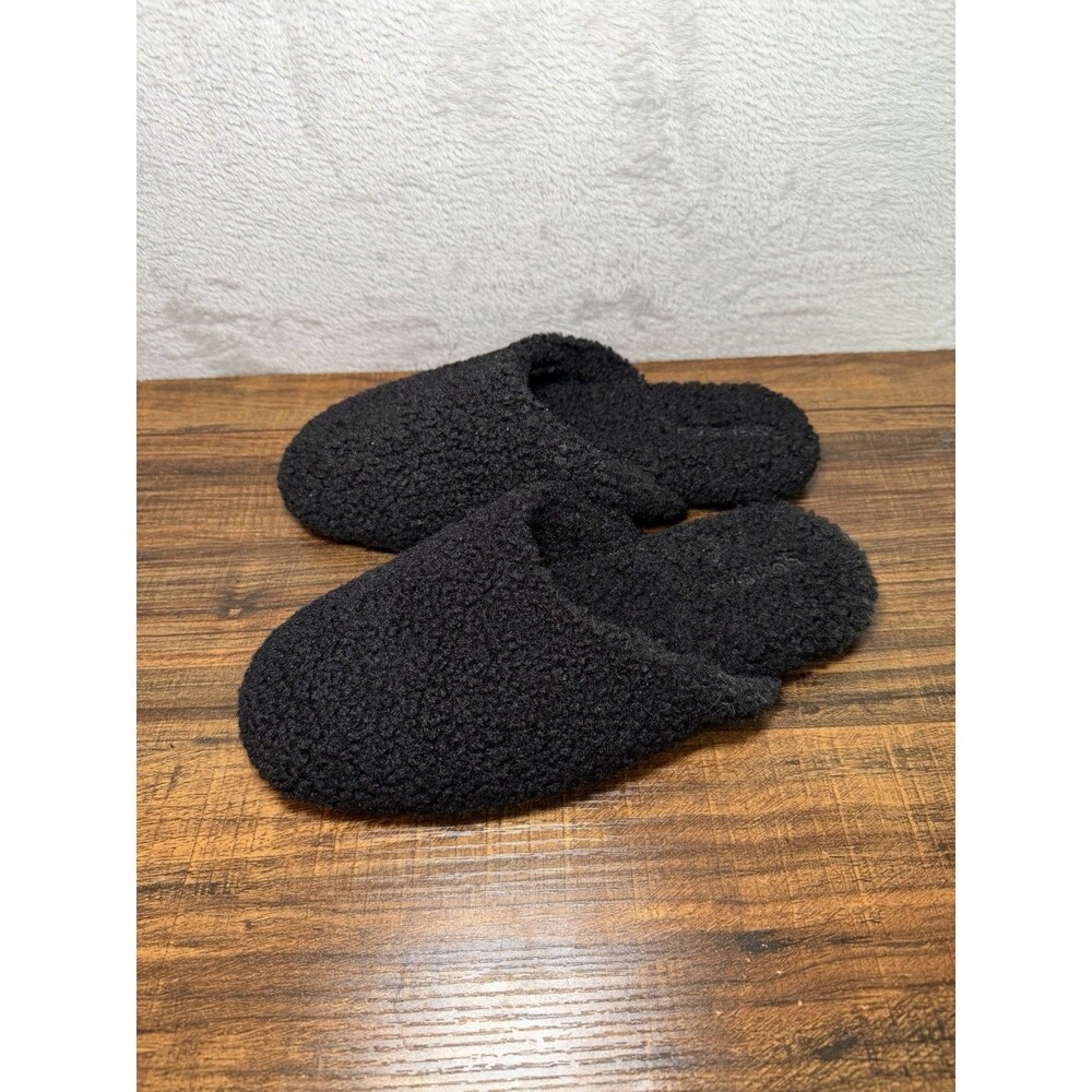 Bombas Sunday Slipper Faux-Fur Sherpa Slip-On Mule In Black - Women's Size 6